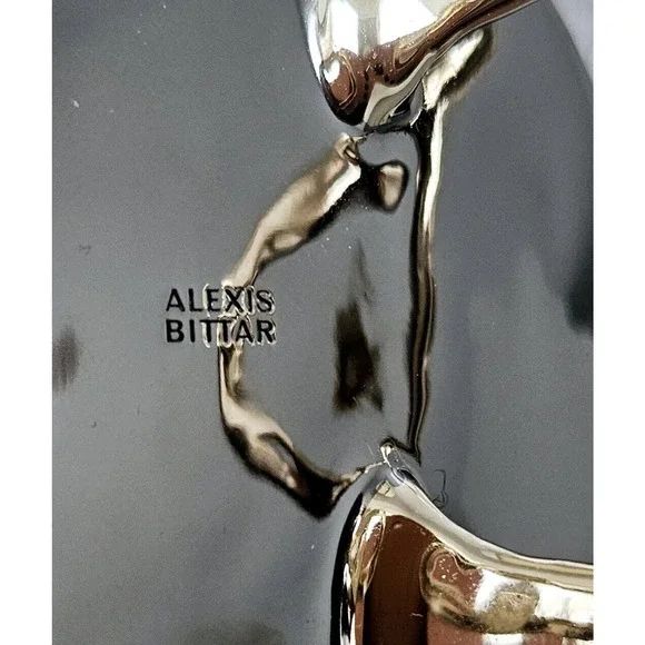 ALEXIS BITTAR liquid-molten rocky disk link Swarovski crystal bracelet cuff $435 - Picture 10 of 12